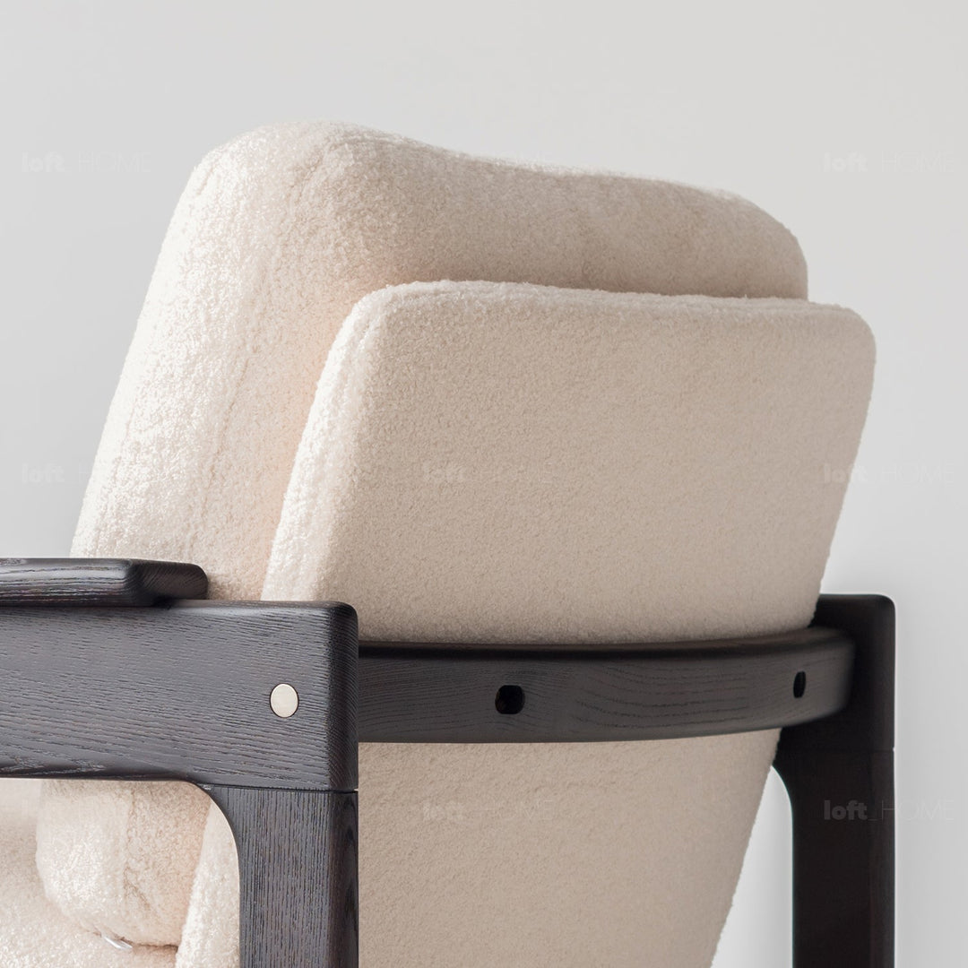 Japandi boucle fabric 1 seater sofa mview environmental situation.