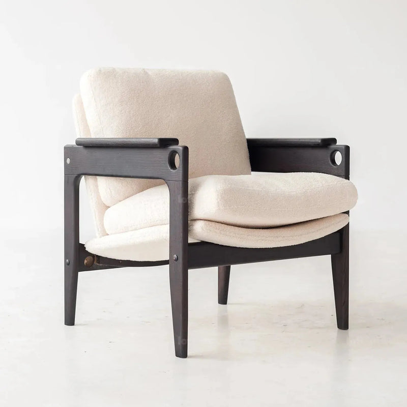 Japandi boucle fabric 1 seater sofa mview in real life style.