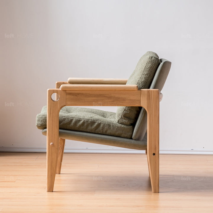 Japandi boucle fabric 1 seater sofa renata in details.