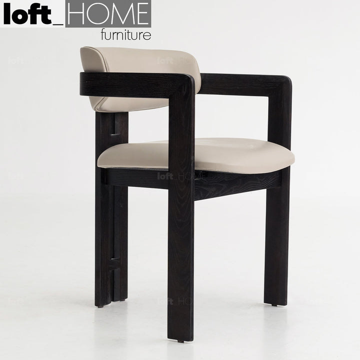 Japandi boucle fabric dining chair semi circle detail 3.