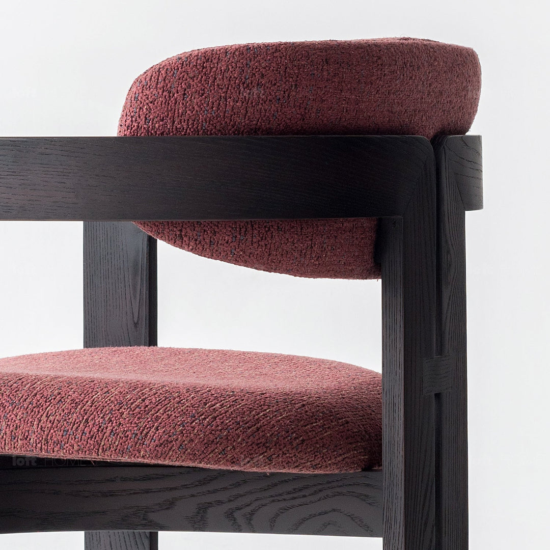 Japandi boucle fabric dining chair semi circle environmental situation.