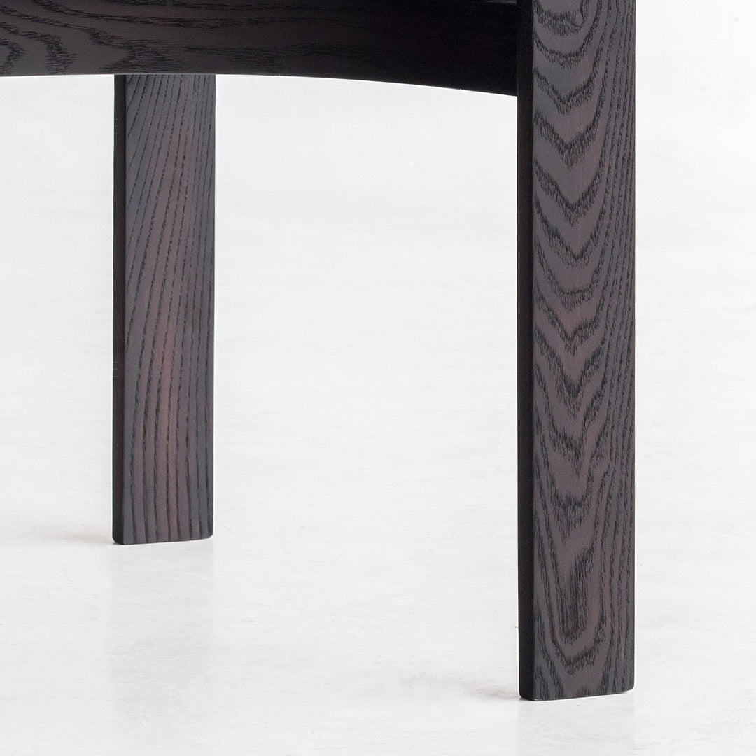 Japandi boucle fabric dining chair semi circle detail 1.