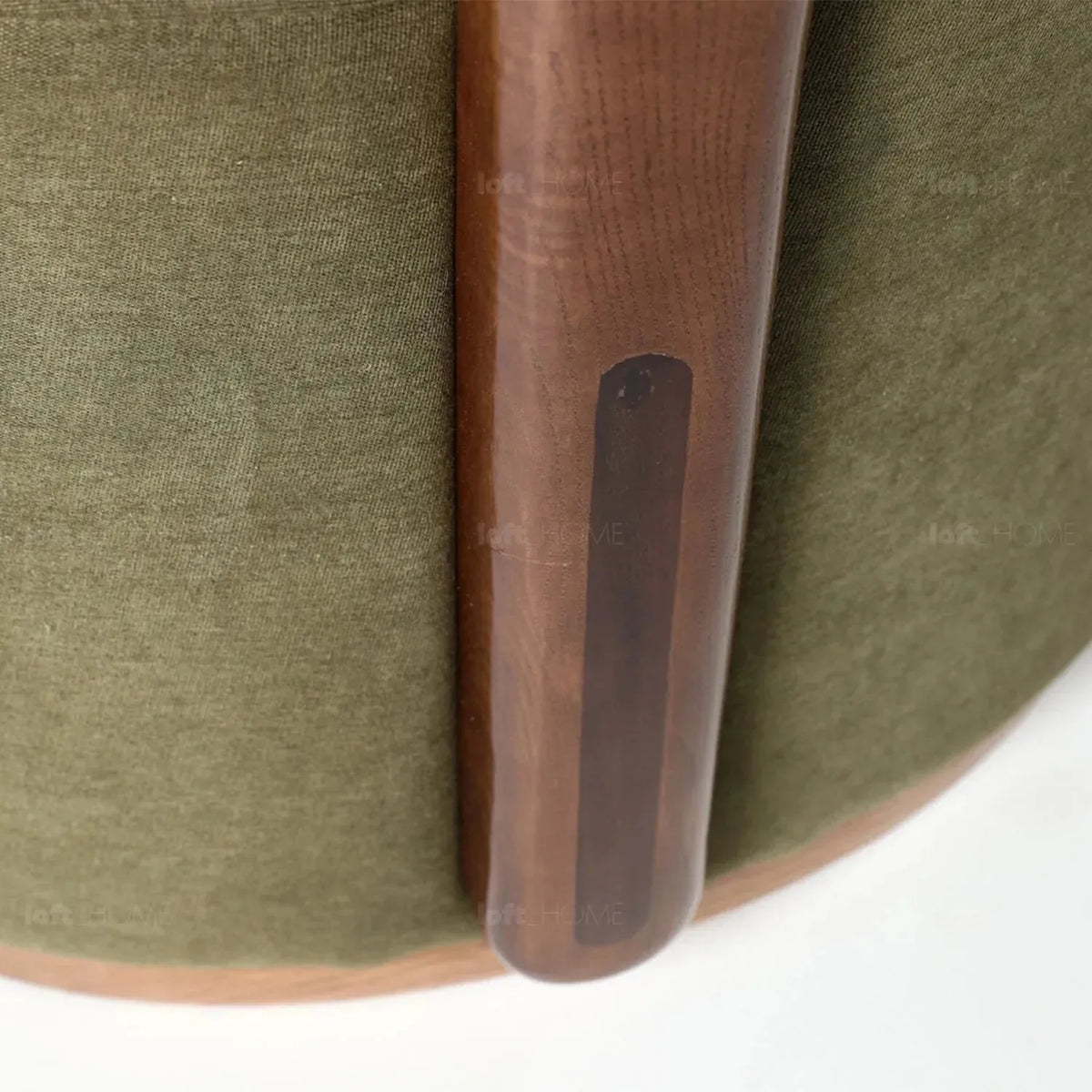 Japandi boucle fabric ottoman moby dick in panoramic view.
