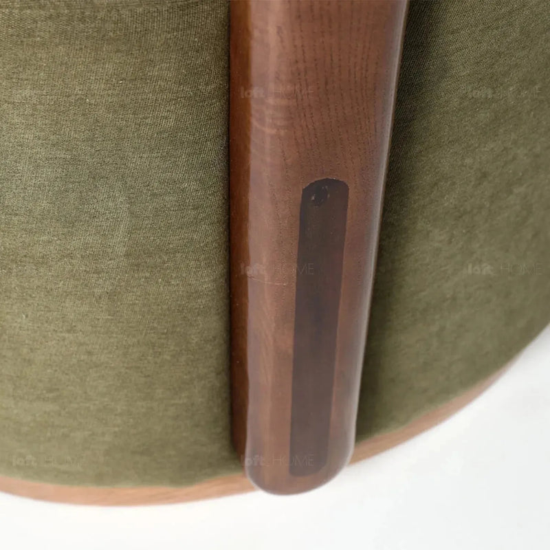 Japandi boucle fabric ottoman moby dick in panoramic view.