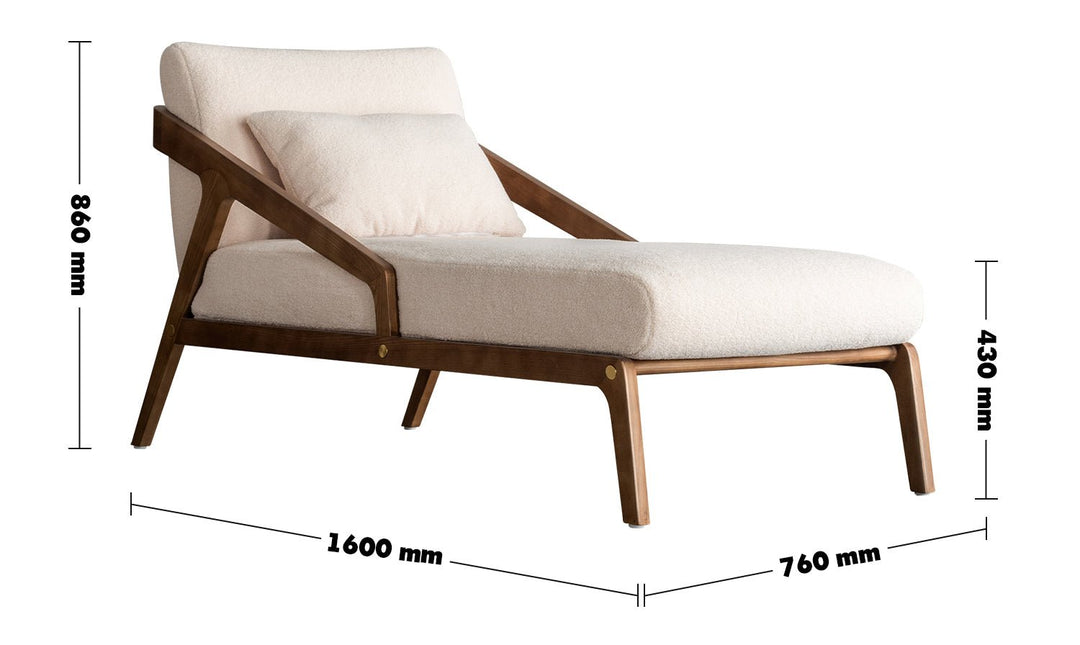 Japandi boucle fabric sofa chaise contemporaty size charts.