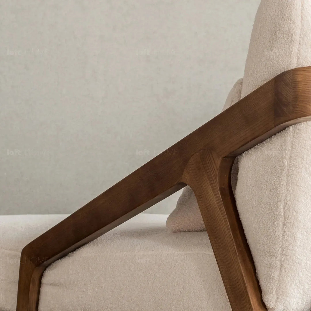 Japandi boucle fabric sofa chaise contemporaty situational feels.