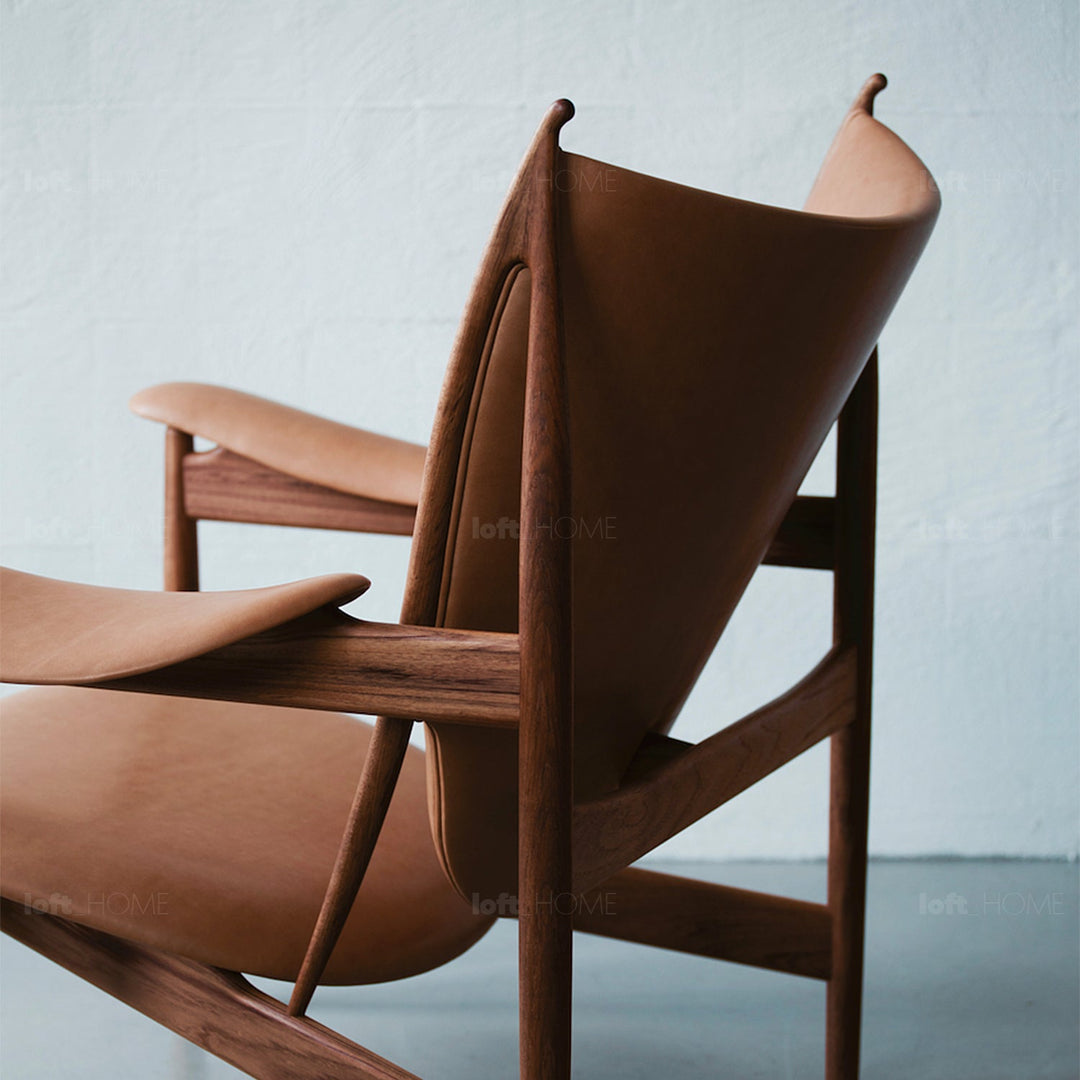 Japandi leather 1 seater sofa chieftain conceptual design.