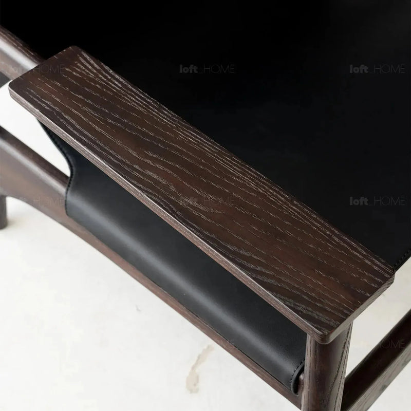 Japandi leather 1 seater sofa kerry with context.