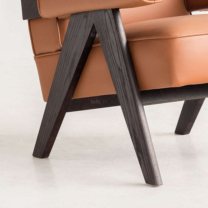 Japandi leather 1 seater sofa padded layered structure.