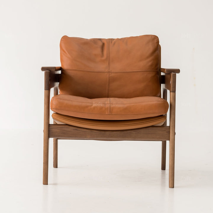 Japandi leather 1 seater sofa renata material variants.