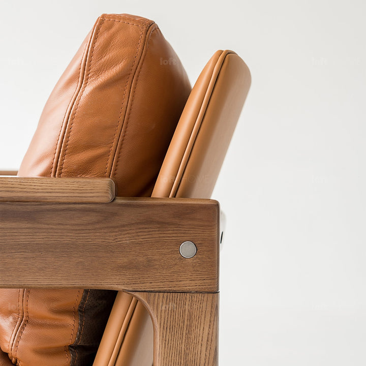 Japandi leather 1 seater sofa renata in still life.