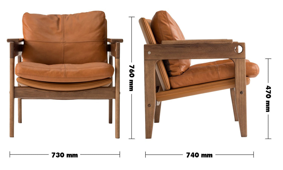 Japandi leather 1 seater sofa renata size charts.