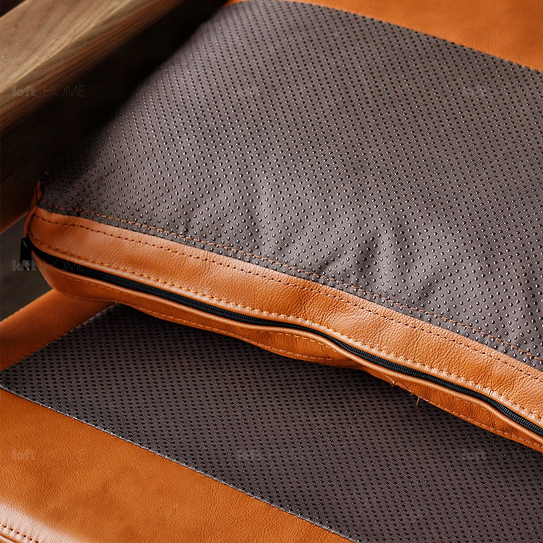 Japandi leather 1 seater sofa renata in panoramic view.