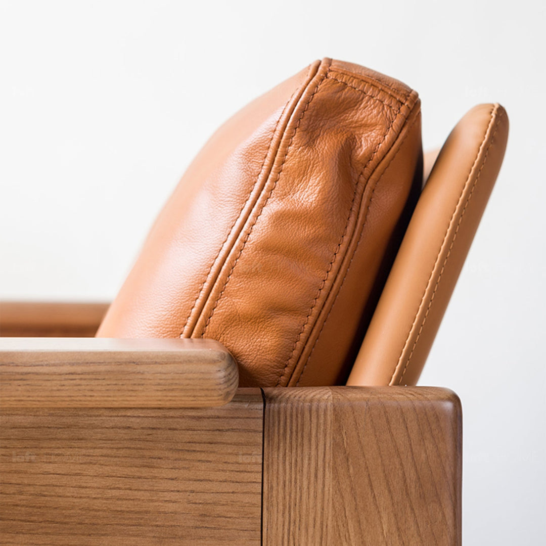 Japandi leather 1 seater sofa renata in details.