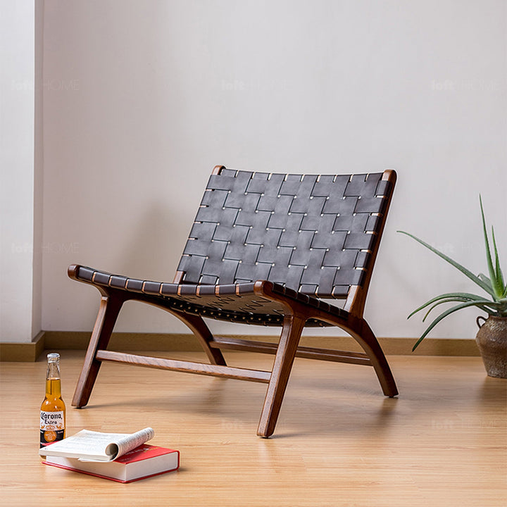 Japandi leather 1 seater sofa tanner detail 3.