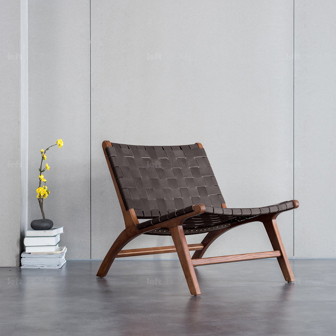 Japandi leather 1 seater sofa tanner conceptual design.