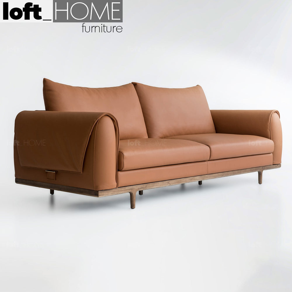Japandi leather 3 seater sofa journey primary product view.