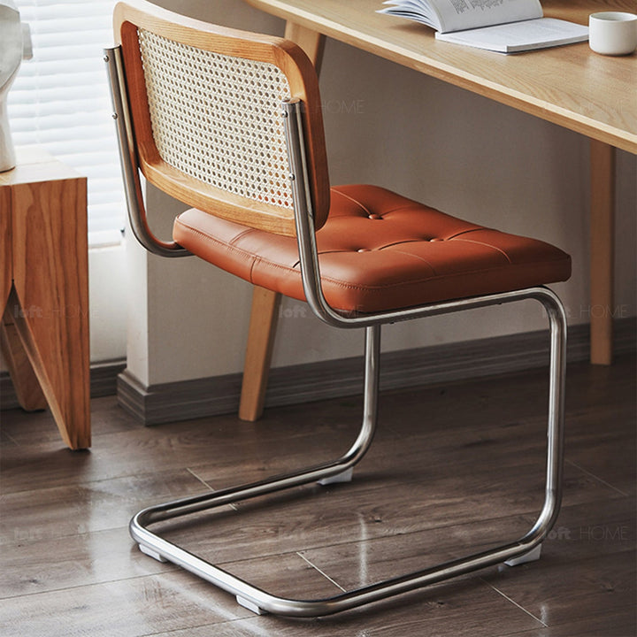 Japandi leather dining chair cesca conceptual design.