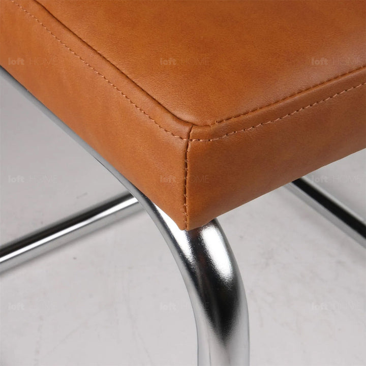 Japandi leather dining chair cesca in panoramic view.