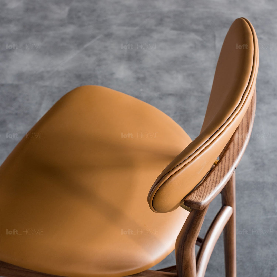Japandi leather dining chair finn in still life.