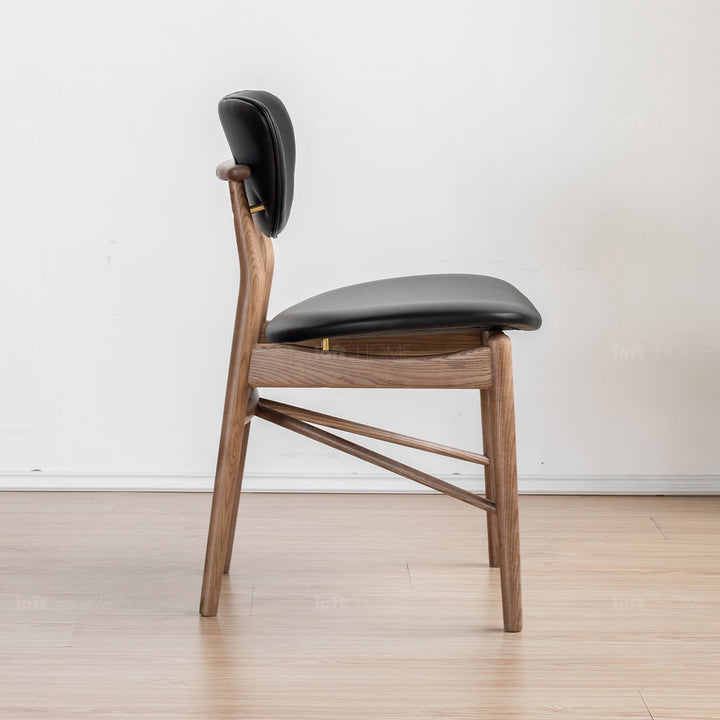Japandi leather dining chair finn layered structure.