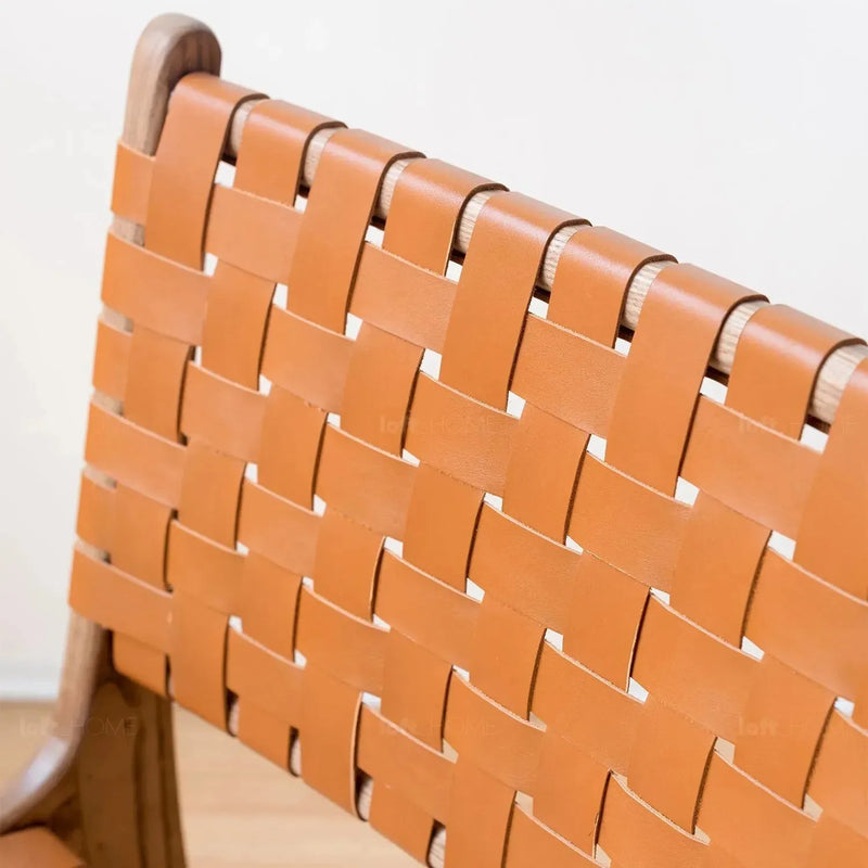 Japandi leather dining chair pasadena in details.