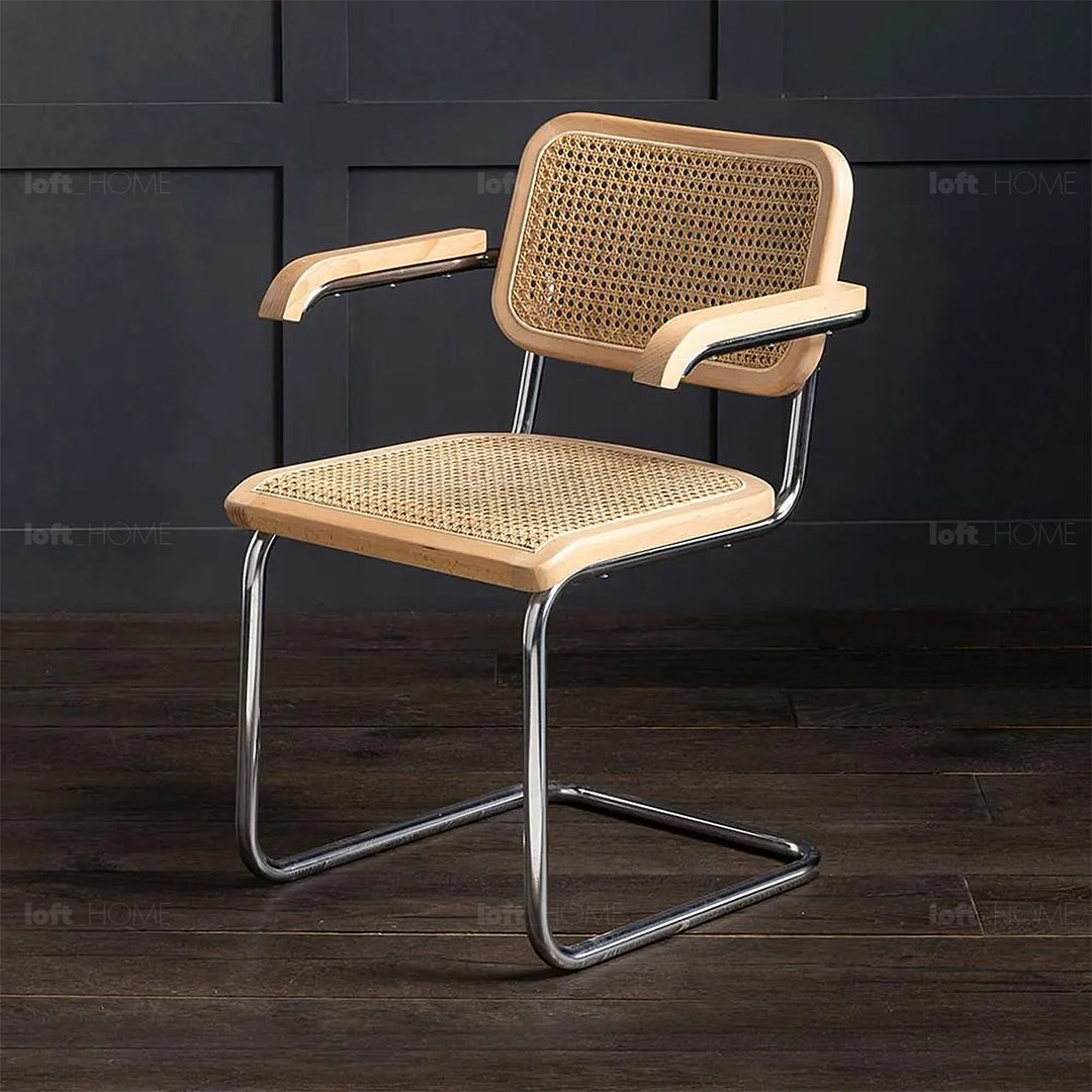 Japandi rattan armrest dining chair cesca conceptual design.