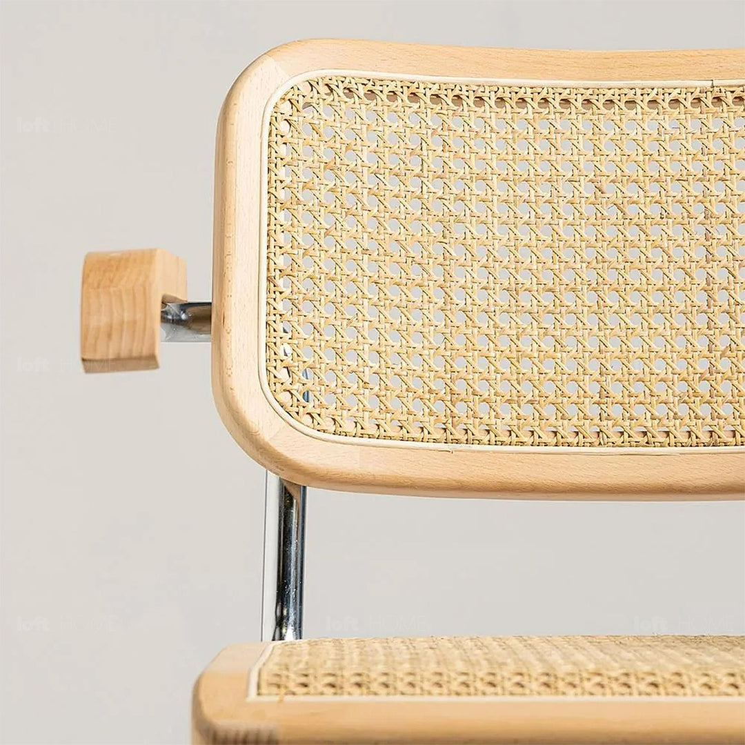 Japandi rattan armrest dining chair cesca detail 2.