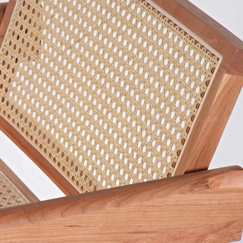 Scandinavian rattan armrest dining chair jeanneret conceptual design.