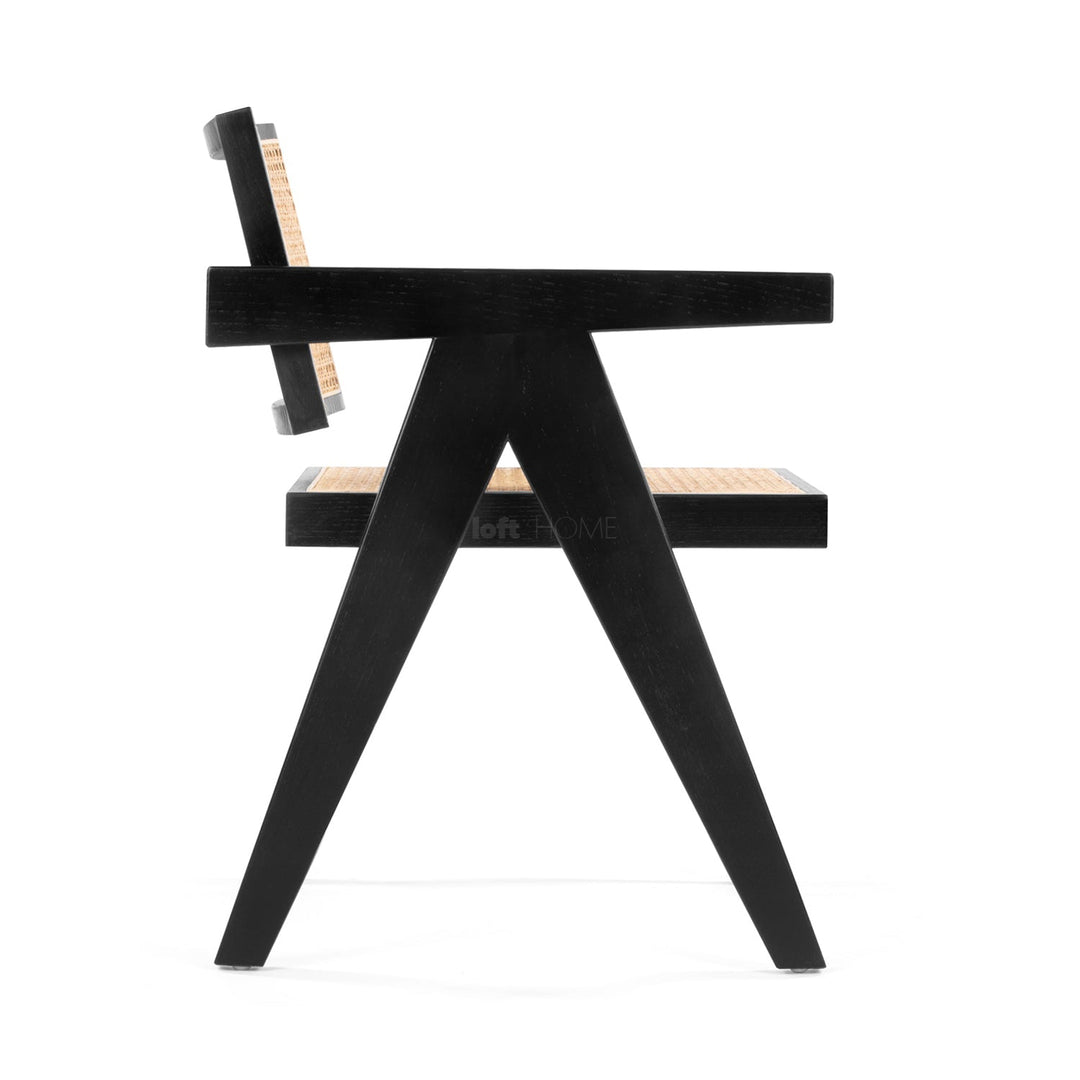 Japandi rattan armrest dining chair jeanneret detail 23.