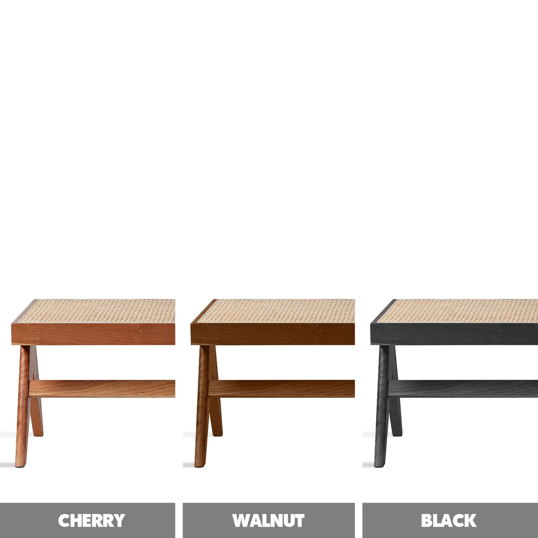 Japandi rattan dining bench jeanneret color swatches.
