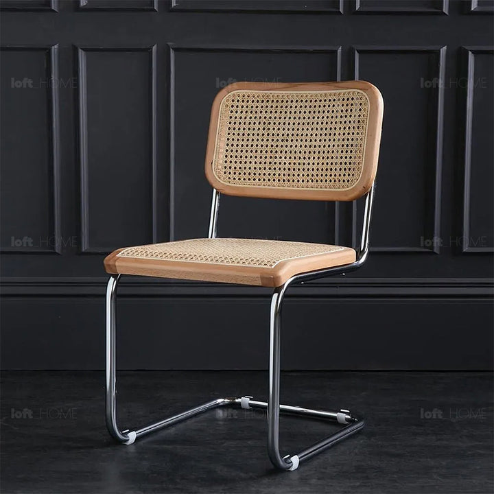 Japandi rattan dining chair cesca layered structure.