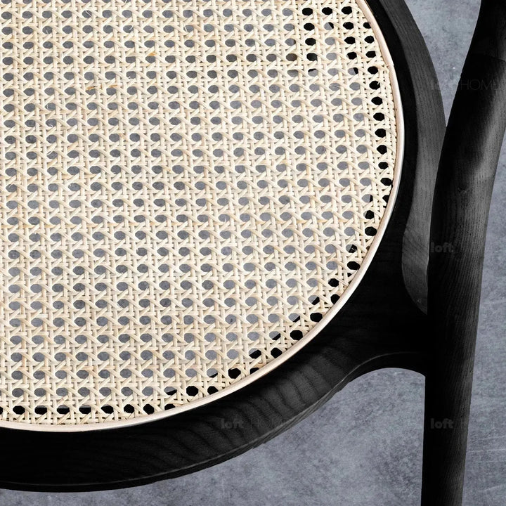 Japandi rattan dining chair circular detail 12.