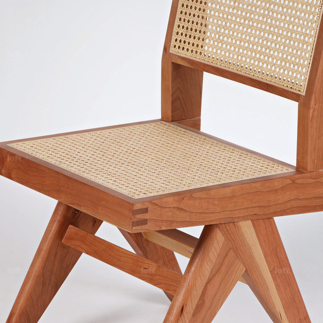 Japandi rattan dining chair jeanneret conceptual design.