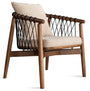 Japandi Wood Fabric Woven Rope 1 Seater Sofa BASKET