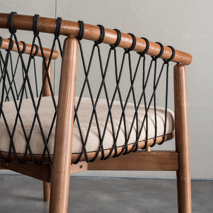 Japandi rope woven 1 seater sofa basket layered structure.