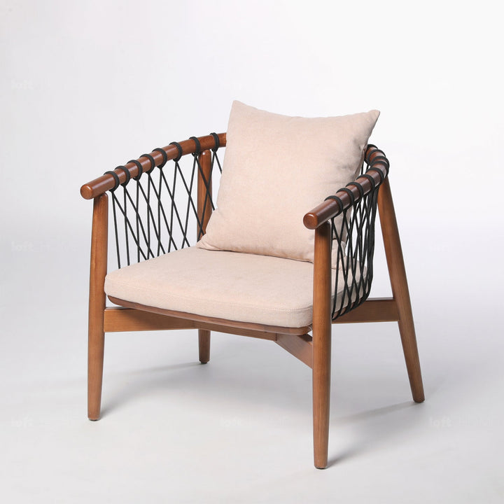 Japandi rope woven 1 seater sofa basket material variants.