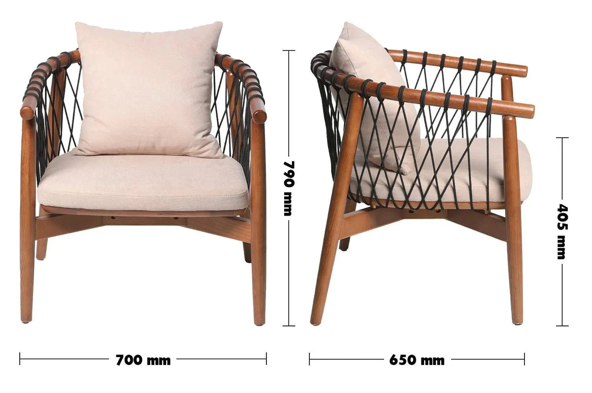 Japandi wood fabric woven rope 1 seater sofa basket size charts.