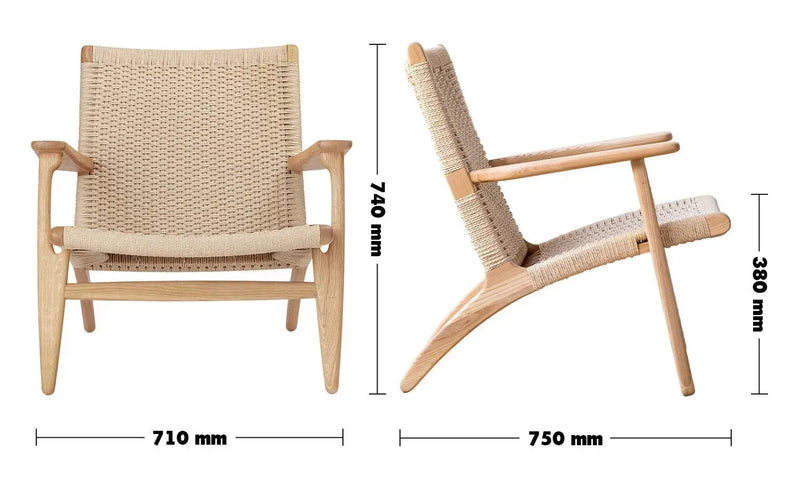 Japandi wood woven rope 1 seater sofa ch25 size charts.