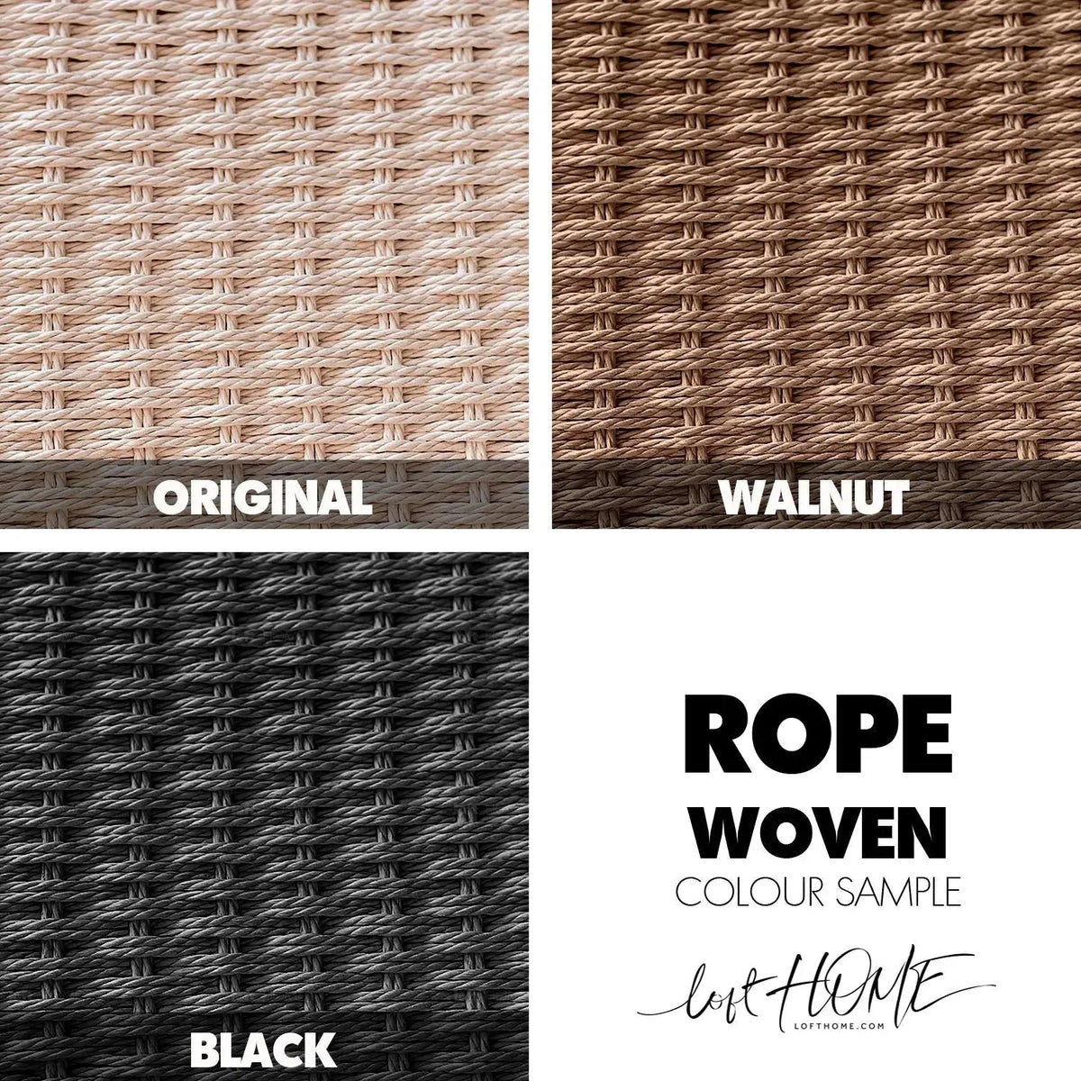 Japandi wood woven rope 1 seater sofa ch25 material variants.