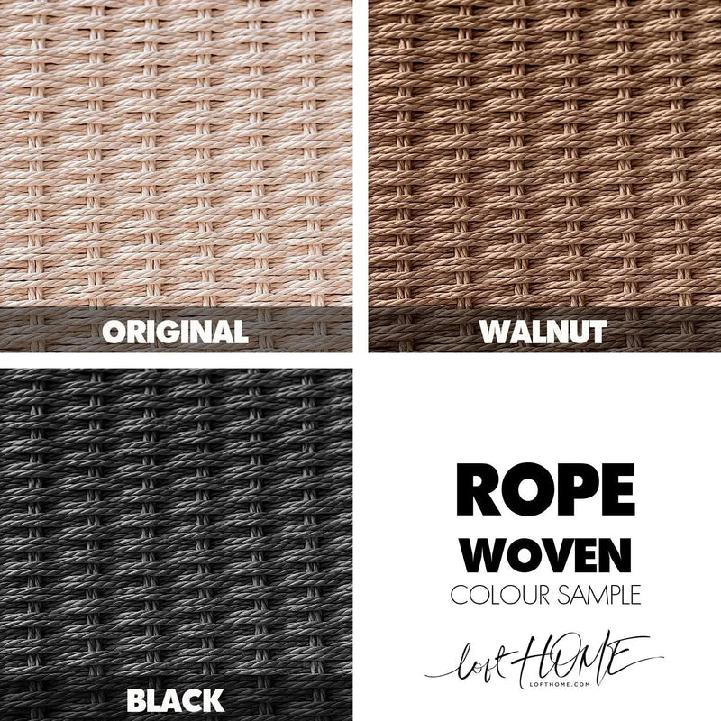 Japandi wood woven rope 1 seater sofa ch25 material variants.