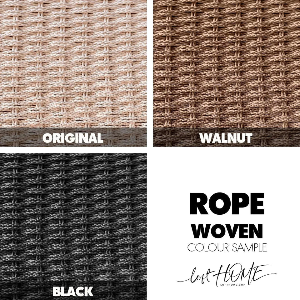 Japandi wood woven rope 1 seater sofa ch25 material variants.