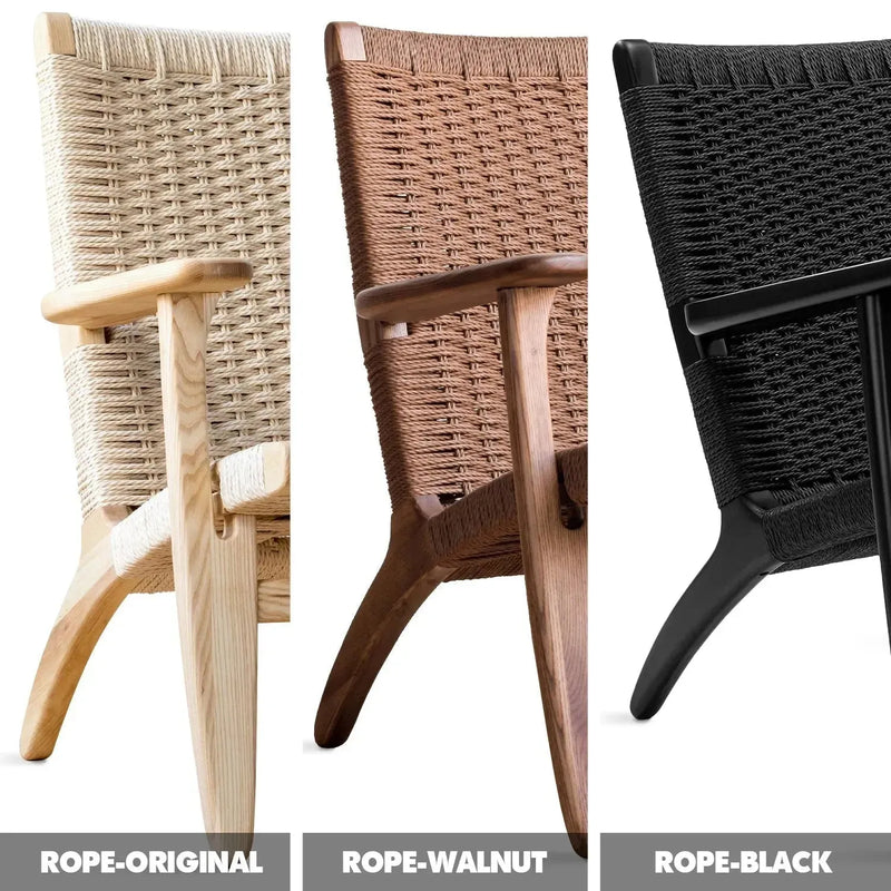 Japandi wood woven rope 1 seater sofa ch25 color swatches.