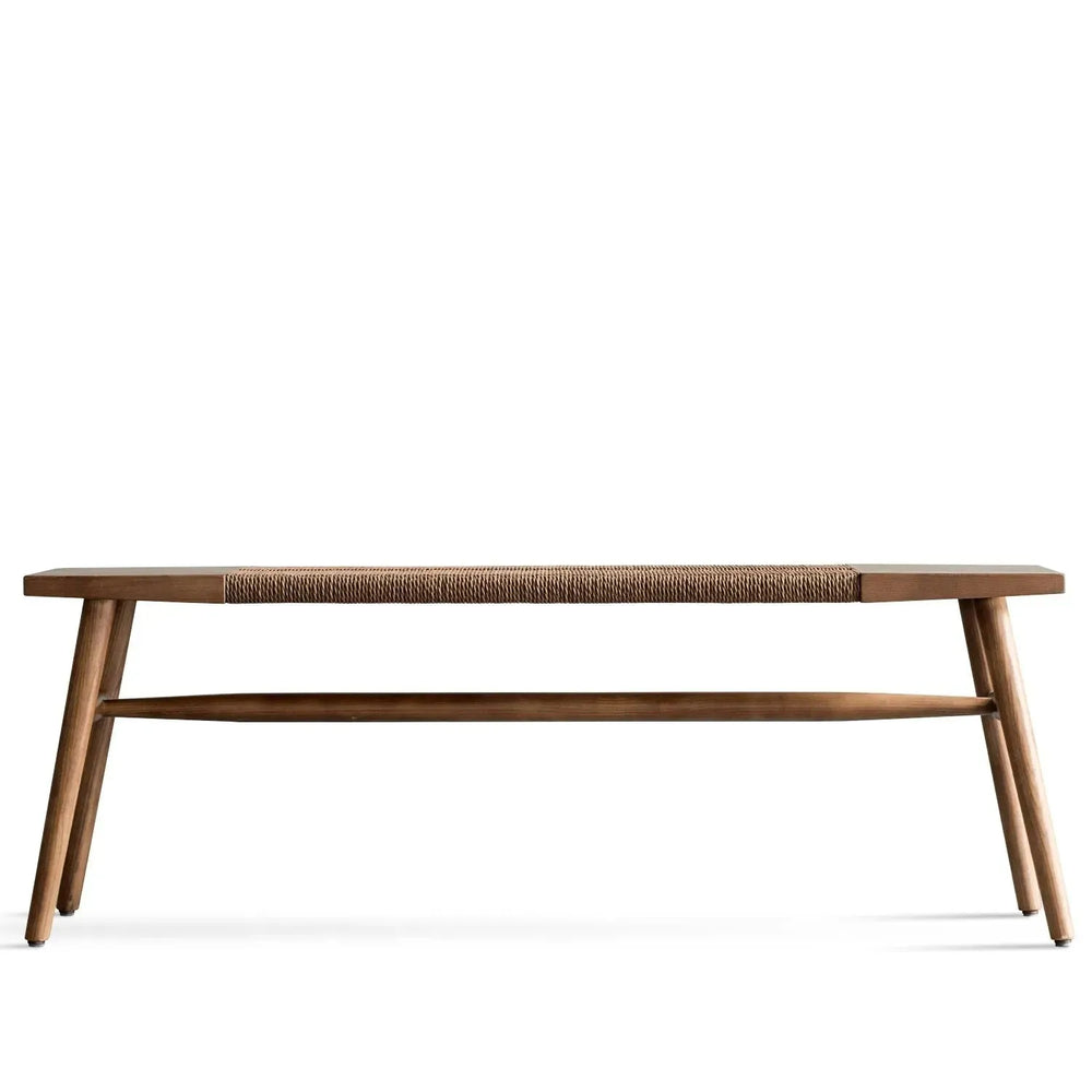 Japandi wood woven rope dining bench woven detail 15.