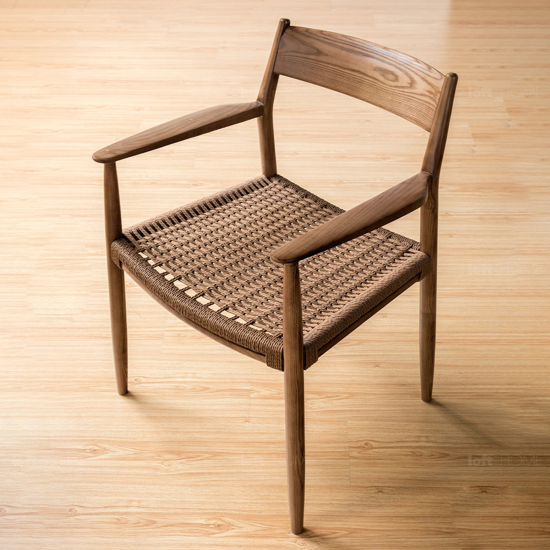 Japandi rope woven dining chair aikin in details.