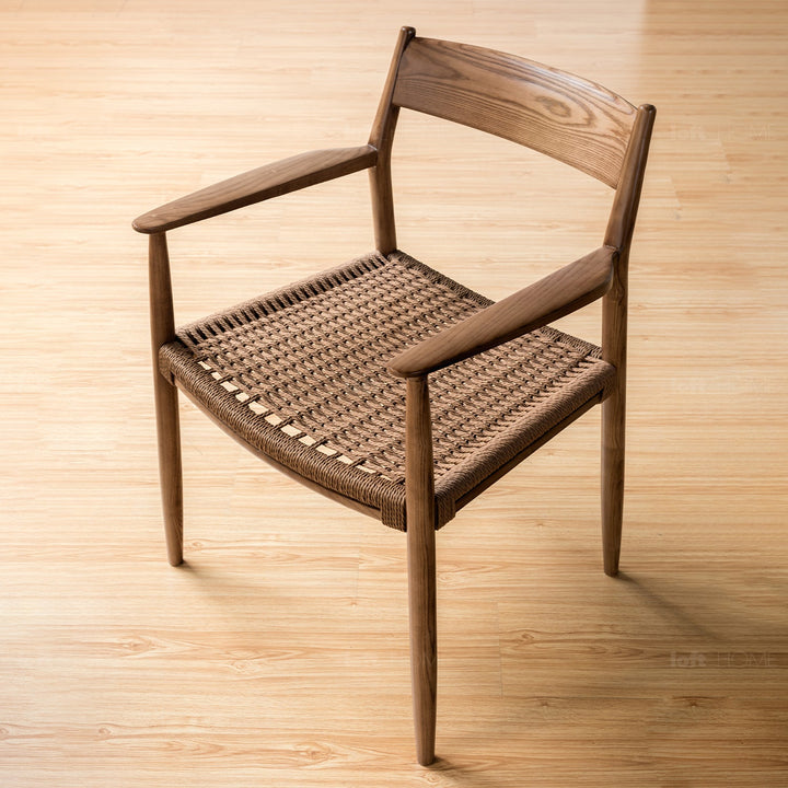 Japandi rope woven dining chair aikin in details.