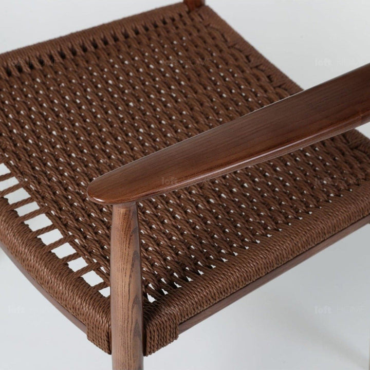 Japandi rope woven dining chair aikin layered structure.