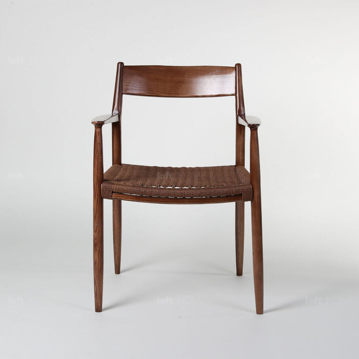 Japandi rope woven dining chair aikin in panoramic view.