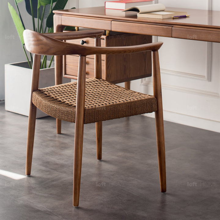 Japandi rope woven dining chair kennedy layered structure.