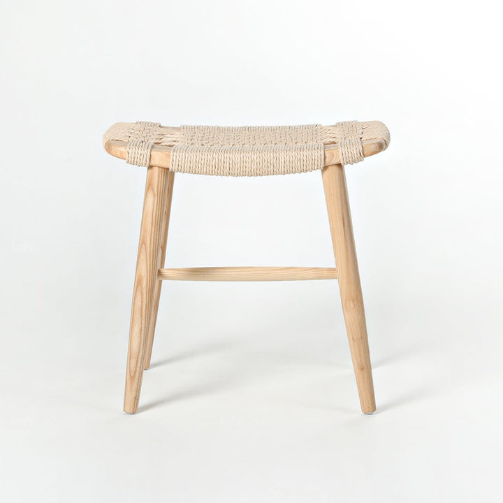 Japandi rope woven dining stool woven in details.